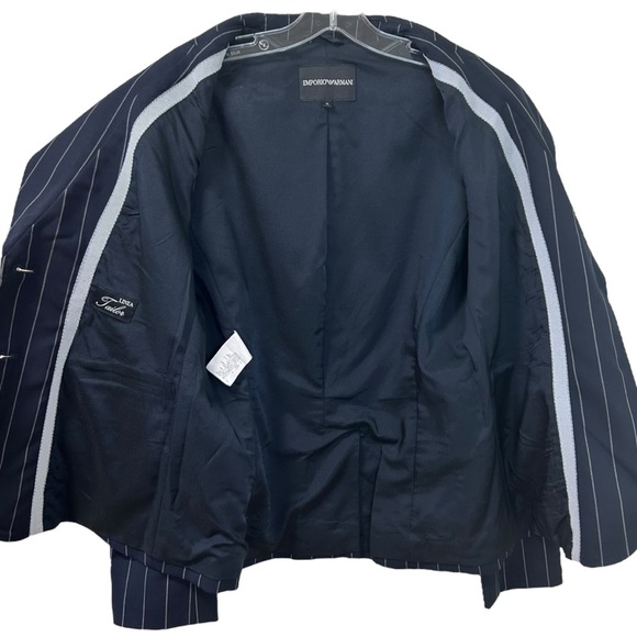 Emporio Armani - Virgin Wool Blazer Pin-Stripes, Size 14 US (SZ 48 IT) Navy Blue - Picture 9 of 16